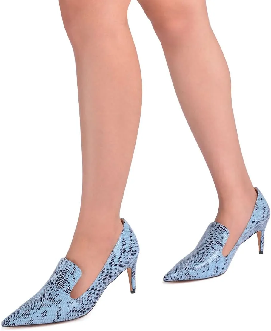 YDN Women's Mid Heels Slip on Loafer Stilettos Pumps Pointy Toe Slide Suede Prom Shoes Size 4-15