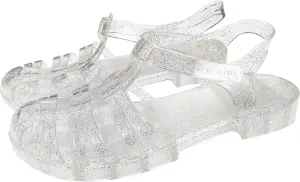 Yehopere Women's Jelly Sandals Retro T-Strap Glitter Flats Summer Beach Water Rain Shoes