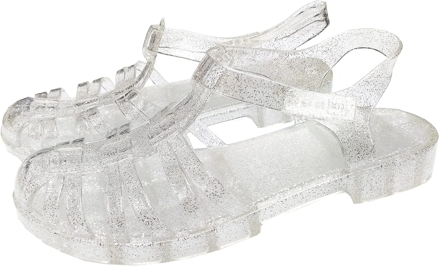Yehopere Women's Jelly Sandals Retro T-Strap Glitter Flats Summer Beach Water Rain Shoes