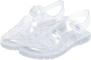 Yehopere Women's Jelly Sandals T-Strap Slingback Flats Clear Summer Beach Rain Shoes