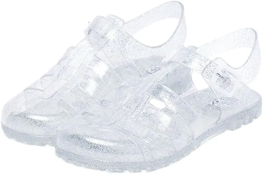 Yehopere Women's Jelly Sandals T-Strap Slingback Flats Clear Summer Beach Rain Shoes