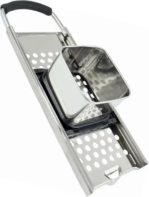 Zoie   Chloe Spaetzle Maker Lid with Scraper - Easy To Use Spaetzle Press For Traditional German Dumplings & Egg Noodles - Dishwasher-Safe, Premium Stainless Steel - Easy Grip Strainer, 12.8x4.2"