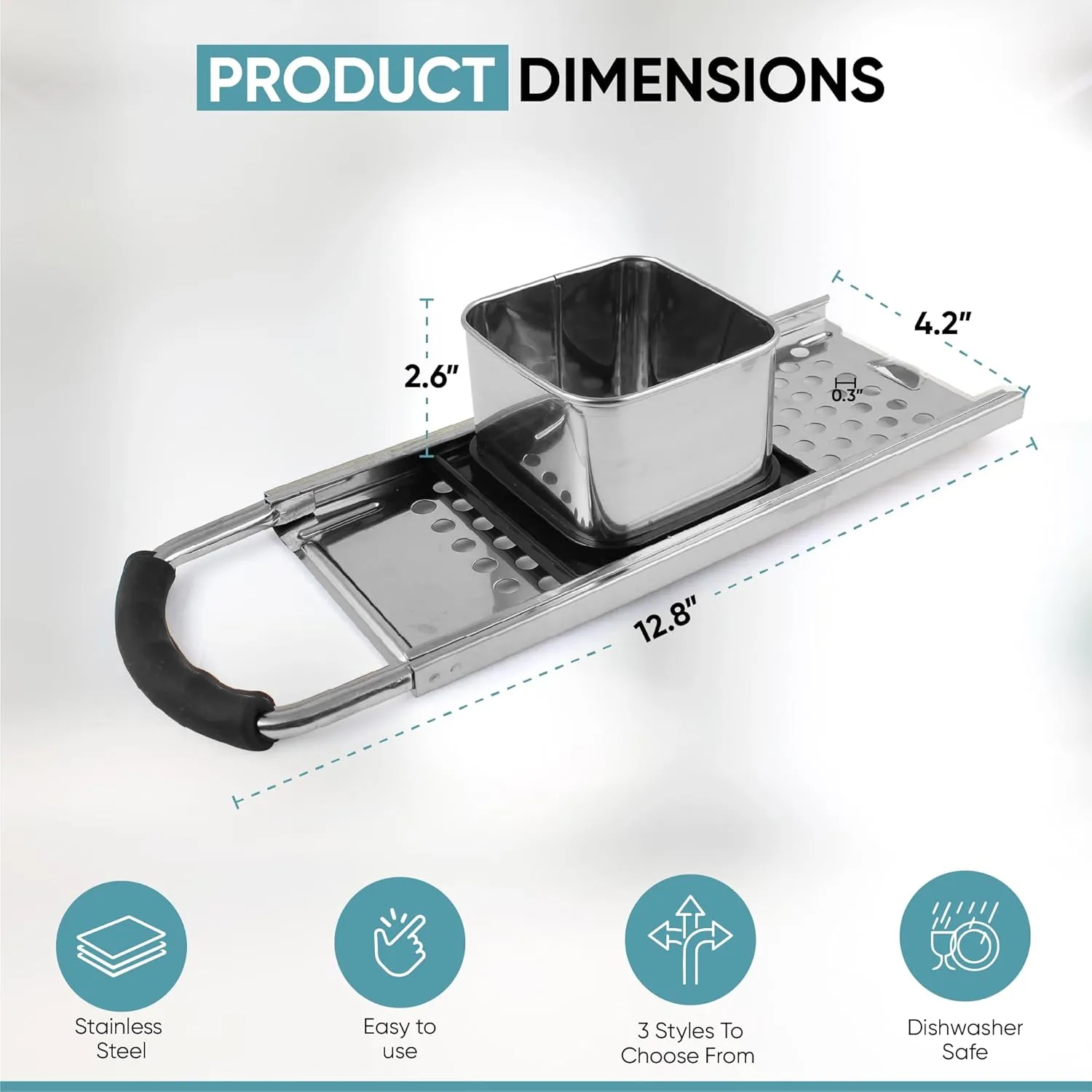 Zoie   Chloe Spaetzle Maker Lid with Scraper - Easy To Use Spaetzle Press For Traditional German Dumplings & Egg Noodles - Dishwasher-Safe, Premium Stainless Steel - Easy Grip Strainer, 12.8x4.2"